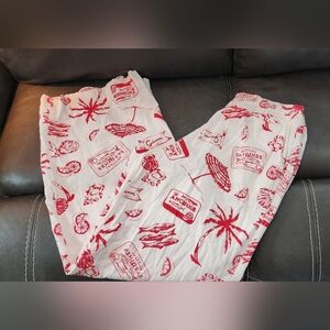 April Kiss linen blend wide-leg with Fun Graphic Print Pants